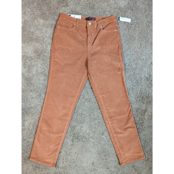 Gloria Vanderbilt 10 Amanda Slimming Corduroy Pants Mocha Brown Stretch Slim Leg - Picture 1 of 8